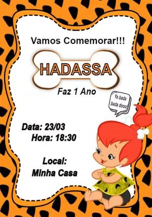 Convite de Aniversário Pedrita Flintstones para Editar Online