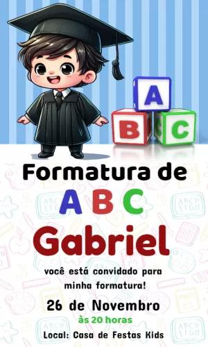 Convite Formatura ABC Menino Azul para Editar Online