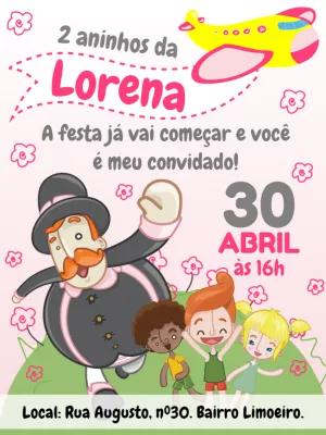 Convite de Aniversário Mundo Bita Rosa para Editar Online