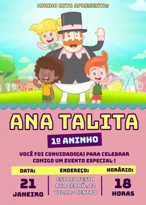 Convite de Aniversário Mundo Bita para Editar Online