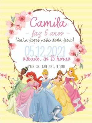Convite de Aniversário Princesas Disney para Editar Online