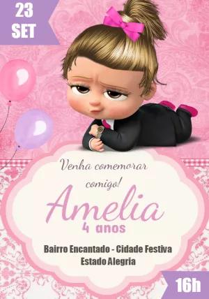 Convite de Aniversário Poderosa Chefinha para Editar Online