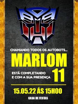 Convite de Aniversário Transformers Editável para Imprimir