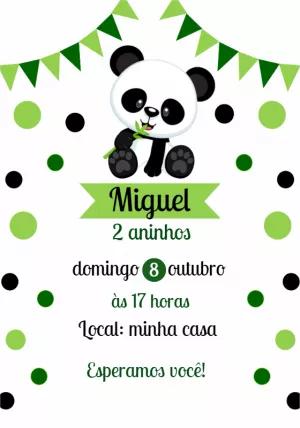 Convite de Aniversário Tema Panda para Editar Online