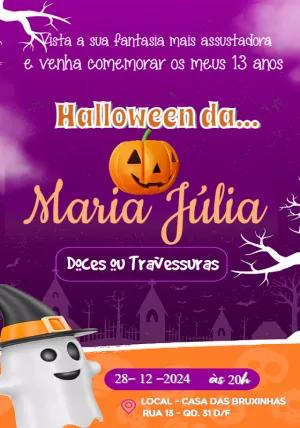 Convite de Aniversário Halloween Assustador para Editar Online