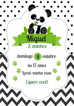 Convite de Aniversário Panda Fofo para Editar Online e Imprimir