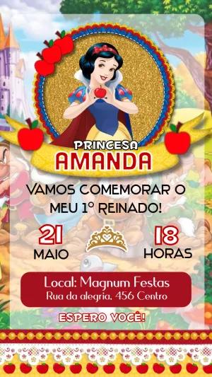 Convite de Aniversário Branca de Neve para Editar Online