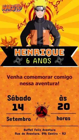 Convite de Aniversário Naruto para Editar Online e Imprimir