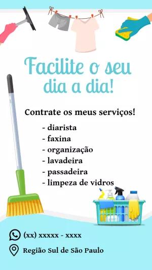 Cartão de Visita Faxina e Diarista Editável Online