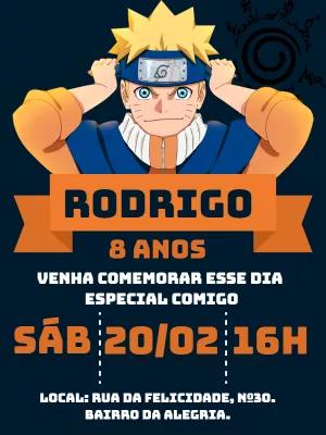Convite de Aniversário Naruto para Editar Online