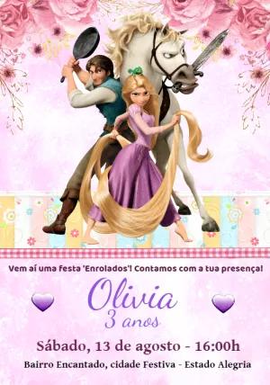 Convite de Aniversário Enrolados com Rapunzel para Editar