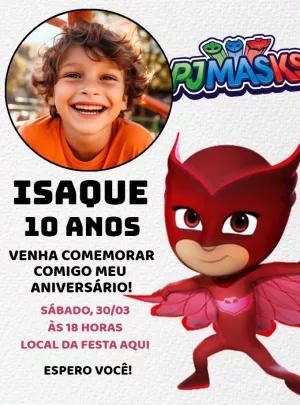 Convite Aniversário PJ Masks com Foto da Amaya para Editar