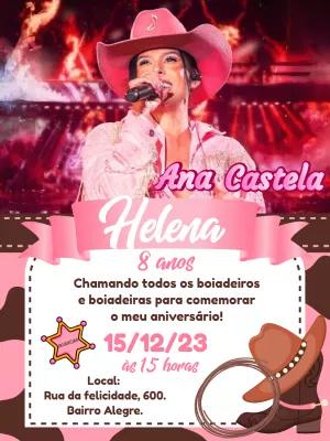 Convite Aniversário Ana Castela Boiadeira para Editar Online