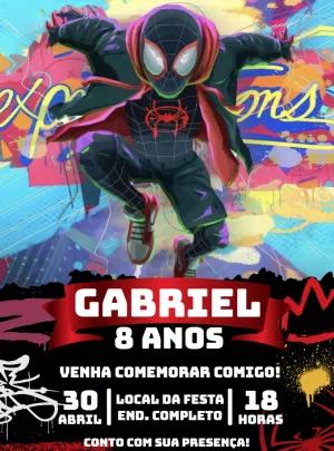 Convite Aniversário Homem Aranha Miles Morales para Editar Online