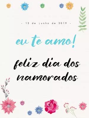 Cartão Dia dos Namorados com Flores Aquarela para Editar Online