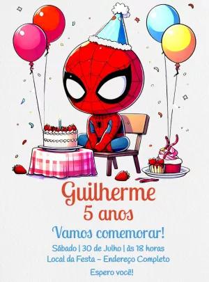 Convite Aniversário Homem Aranha Baby para Editar Online