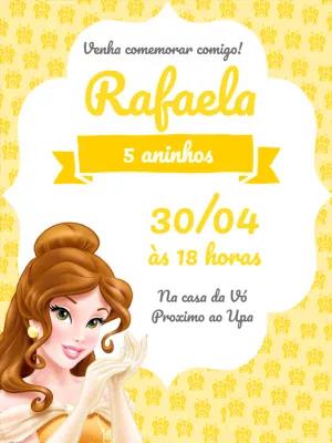 Convite Aniversário A Bela e a Fera para Editar Online
