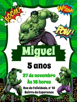 Convite Aniversário Incrível Hulk para Editar Online