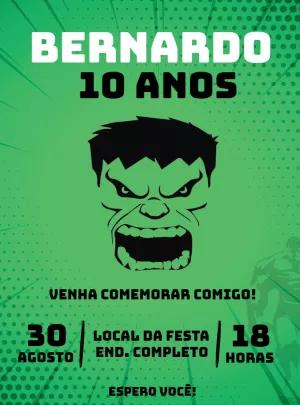 Convite de Aniversário do Hulk Editável Online para Imprimir