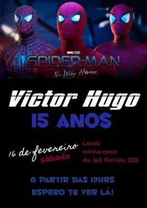Convite de Aniversário Homem Aranha para Editar Online