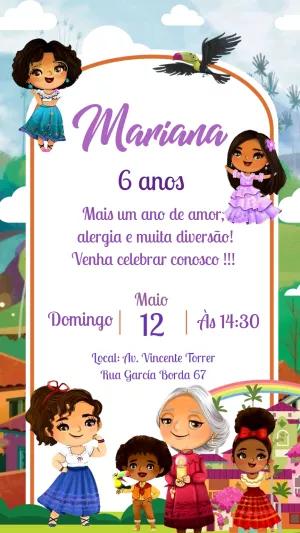 Convite Aniversário Encanto com Personagens para Editar Online