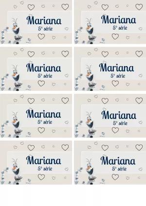 Etiqueta Escolar Frozen com Olaf Editável Online