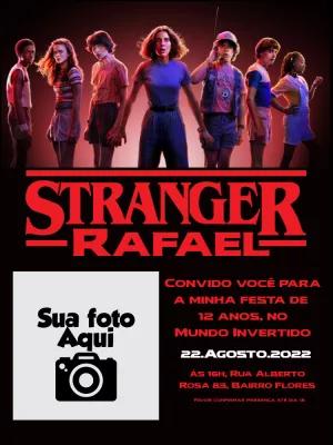 Convite Aniversário Stranger Things com Foto para Editar Online