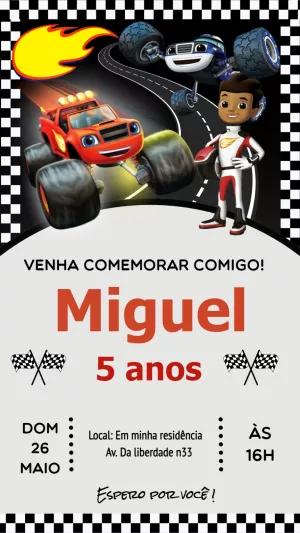 Convite de Aniversário Blaze and the Monster Machines para Editar