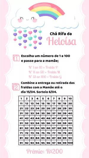 Convite Chá Rifa Chuva de Amor para Editar Online