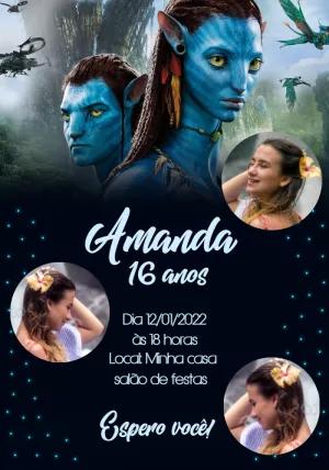 Convite de Aniversário Avatar com Foto para Editar Online