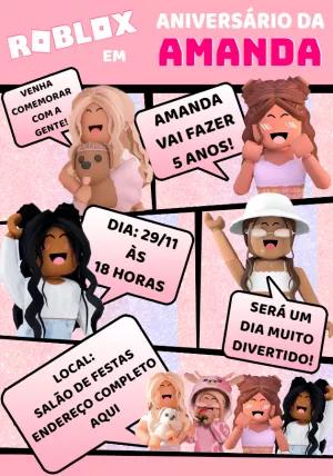 Convite Aniversário Roblox Menina: Edite Fácil e Rápido Online