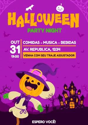 Convite de Halloween Assustador com Abóbora para Editar Online