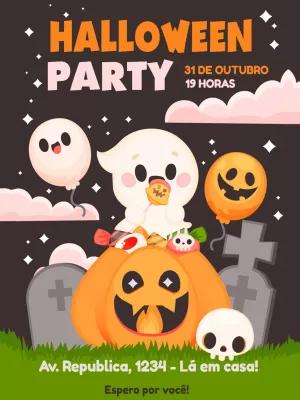 Convite de Halloween com fantasmas fofos para Editar Online
