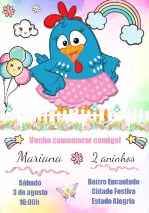 Convite de Aniversário Galinha Pintadinha Rosa para Editar Online