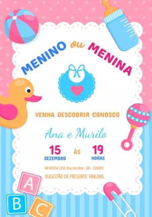 Convite Chá Revelação Menino ou Menina para Editar Online