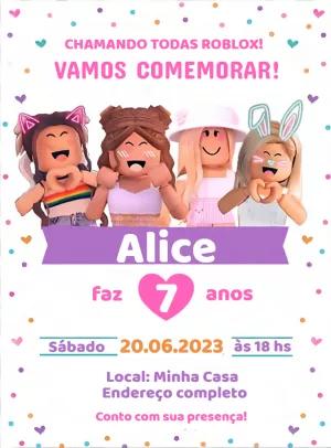 Convite de Aniversário Roblox Menina para Editar Online