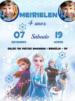 Convite de Aniversário Frozen com Foto para Editar Online