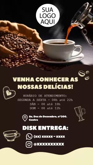 Story para Cafeteria: Divulgue seu Café com Arte Editável
