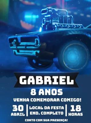 Convite de Aniversário Hot Wheels Carro Azul para Editar Online