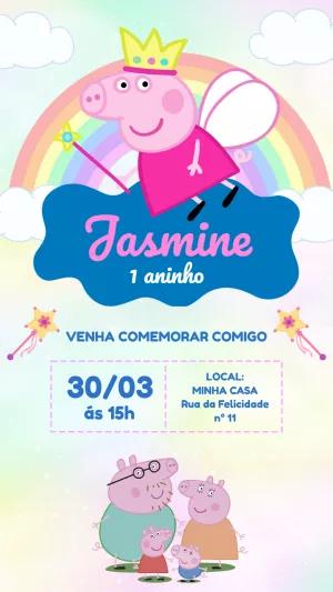 Convite Aniversário Peppa Pig Fada para Editar Online