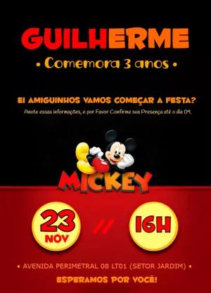Convite Aniversário Mickey Mouse para Editar Online