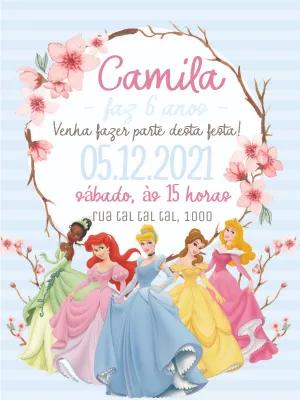 Convite Aniversário Princesas Disney para Editar Online