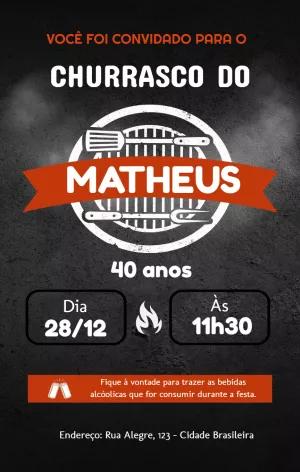 Convite de Aniversário Churrasco Rústico para Editar Online
