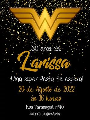 Convite Aniversário Mulher Maravilha para Editar Online
