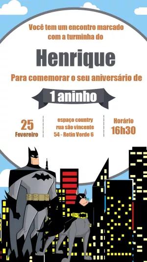 Convite Aniversário Batman Herói para Editar Online