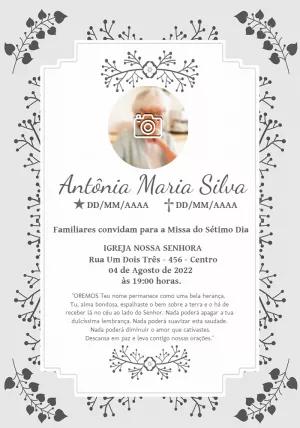 Convite Missa de Sétimo Dia com Foto para Editar Online