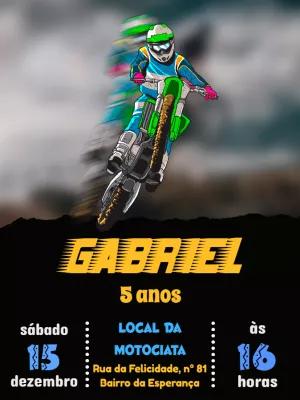 Convite Aniversário Motocross Radical para Editar Online