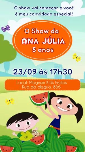 Convite Aniversário Show da Luna com Personagens para Editar
