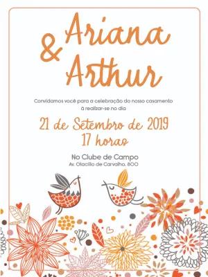 Convite de Casamento Jardim de Flores para Editar Online