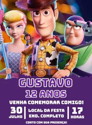Convite de Aniversário Toy Story com Personagens para Editar